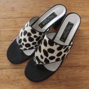 Vintage 1990s/1980s Paul Melian Pony Hair Leather Thong Heels Size 9 Japan